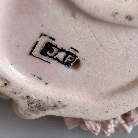 Vintage Pink Poodle Chained Puppy Spaghetti Trim Porcelain Figurines MCM Kitschy - Picture 15 of 15